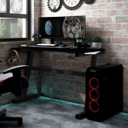 vidaXL Escritorio gaming con LED patas en forma Z negro 90x60x75 cm