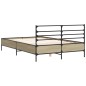 vidaXL Estructura cama madera ingeniería metal roble Sonoma 135x190 cm vidaXL Estructura cama madera ingeniería metal roble Sonoma 135x190 cm