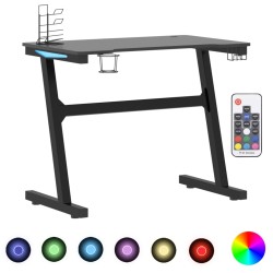 vidaXL Escritorio gaming con LED patas en forma Z negro 90x60x75 cm