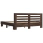 vidaXL Estructura cama madera ingeniería metal marrón roble 200x200 cm vidaXL Estructura cama madera ingeniería metal marrón roble 200x200 cm