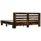 vidaXL Estructura cama madera ingeniería metal roble ahumado 200x200cm vidaXL Estructura cama madera ingeniería metal roble ahumado 200x200cm