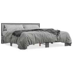 vidaXL Estructura cama madera ingeniería metal gris Sonoma 180x200 cm