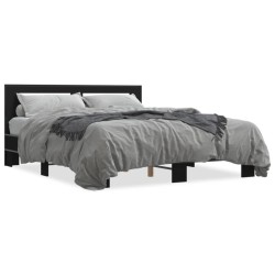 vidaXL Estructura de cama madera de ingeniería y metal negro 160x200cm