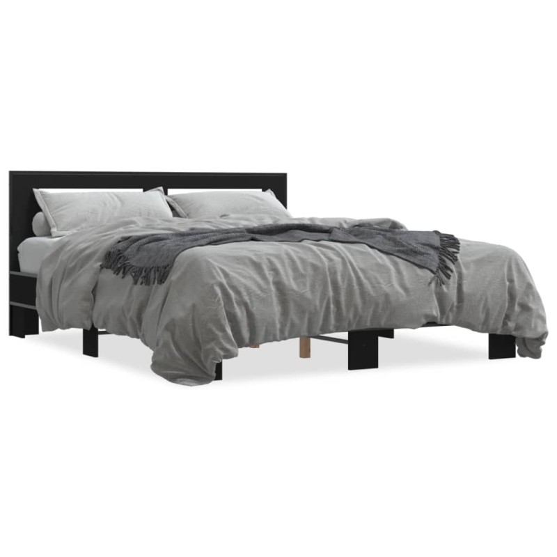 vidaXL Estructura de cama madera de ingeniería y metal negro 160x200cm