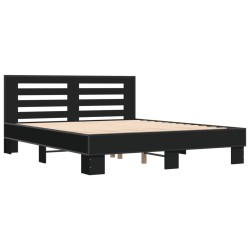 vidaXL Estructura de cama madera de ingeniería y metal negro 160x200cm