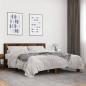 vidaXL Estructura cama madera ingeniería metal roble ahumado 150x200cm vidaXL Estructura cama madera ingeniería metal roble ahumado 150x200cm