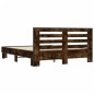 vidaXL Estructura cama madera ingeniería metal roble ahumado 150x200cm vidaXL Estructura cama madera ingeniería metal roble ahumado 150x200cm