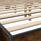 vidaXL Estructura cama madera ingeniería metal roble ahumado 150x200cm vidaXL Estructura cama madera ingeniería metal roble ahumado 150x200cm