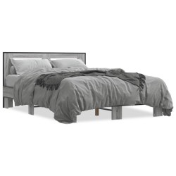 vidaXL Estructura cama madera ingeniería metal gris Sonoma 140x190 cm