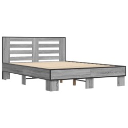vidaXL Estructura cama madera ingeniería metal gris Sonoma 140x190 cm