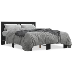 vidaXL Estructura de cama madera de ingeniería y metal negro 120x190cm