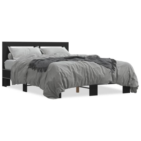 vidaXL Estructura de cama madera de ingeniería y metal negro 120x190cm
