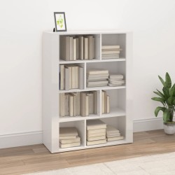vidaXL Aparador de madera contrachapada blanco brillante 80x30x106 cm