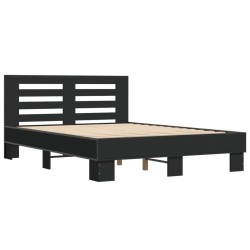 vidaXL Estructura de cama madera de ingeniería y metal negro 135x190cm