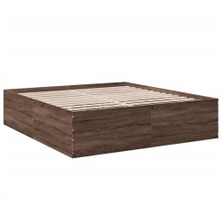 vidaXL Estructura de cama madera de ingeniería marrón roble 200x200 cm