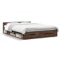 vidaXL Cama con cajones madera ingeniería marrón roble 160x200 cm vidaXL Cama con cajones madera ingeniería marrón roble 160x200 cm