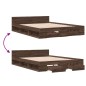 vidaXL Cama con cajones madera ingeniería marrón roble 160x200 cm vidaXL Cama con cajones madera ingeniería marrón roble 160x200 cm