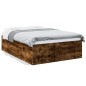 vidaXL Estructura de cama madera de ingeniería roble ahumado 135x190cm vidaXL Estructura de cama madera de ingeniería roble ahumado 135x190cm