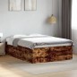 vidaXL Estructura de cama madera de ingeniería roble ahumado 120x190cm vidaXL Estructura de cama madera de ingeniería roble ahumado 120x190cm