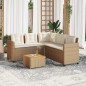 vidaXL Sofá de jardín en forma de L con mesa y cojines ratán PE beige vidaXL Sofá de jardín en forma de L con mesa y cojines ratán PE beige