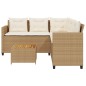 vidaXL Sofá de jardín en forma de L con mesa y cojines ratán PE beige vidaXL Sofá de jardín en forma de L con mesa y cojines ratán PE beige