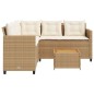 vidaXL Sofá de jardín en forma de L con mesa y cojines ratán PE beige vidaXL Sofá de jardín en forma de L con mesa y cojines ratán PE beige