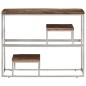 vidaXL Mesa consola acero inoxidable madera maciza traviesa plateado vidaXL Mesa consola acero inoxidable madera maciza traviesa plateado