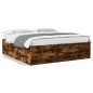 vidaXL Estructura de cama madera de ingeniería roble ahumado 200x200cm vidaXL Estructura de cama madera de ingeniería roble ahumado 200x200cm