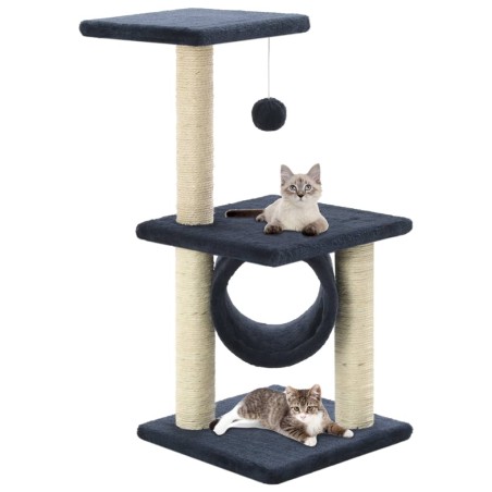 vidaXL Rascador para gatos con poste de sisal 65 cm azul oscuro
