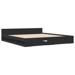 vidaXL Estructura cama con cajones madera ingeniería negra 200x200 cm