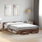 vidaXL Cama con cajones madera de ingeniería marrón roble 140x190 cm vidaXL Cama con cajones madera de ingeniería marrón roble 140x190 cm