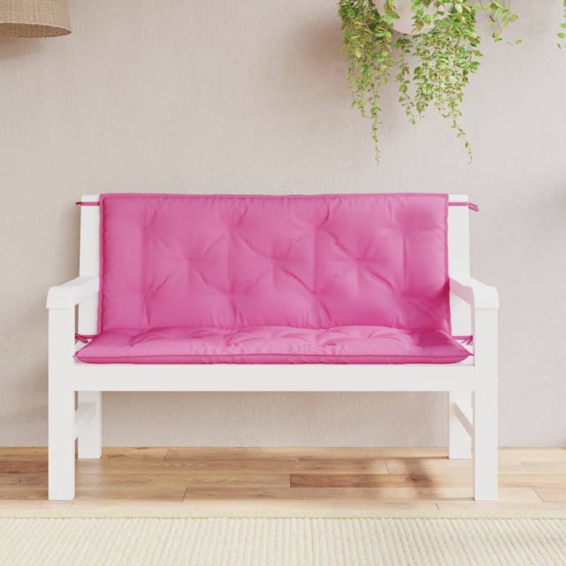 vidaXL Cojines para banco de jardín 2 uds tela rosa 120x50x7 cm vidaXL Cojines para banco de jardín 2 uds tela rosa 120x50x7 cm