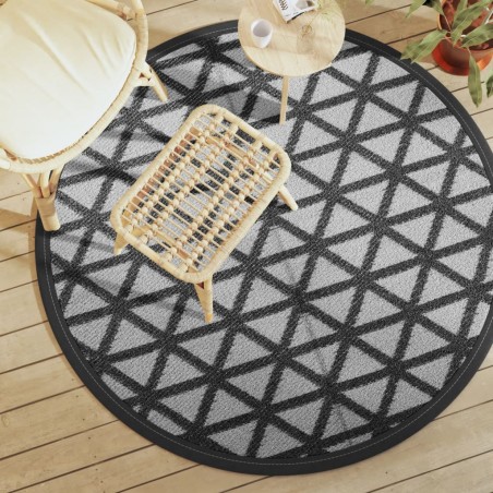 vidaXL Alfombra de exterior PP negro Ø160 cm