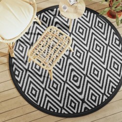 vidaXL Alfombra de exterior PP blanco y negro Ø160 cm