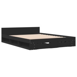 vidaXL Cama con cajones madera de ingeniería negro 140x190 cm