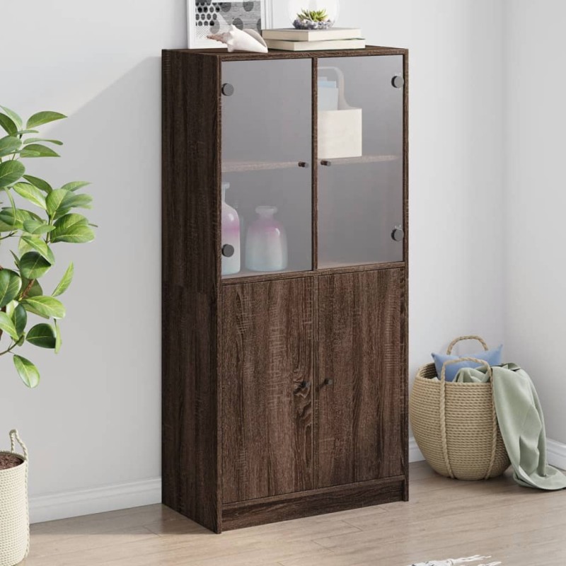 vidaXL Aparador alto con puertas madera roble marrón 68x37x142 cm vidaXL Aparador alto con puertas madera roble marrón 68x37x142 cm