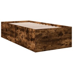 vidaXL Estructura de cama madera de ingeniería roble humo 100x200 cm