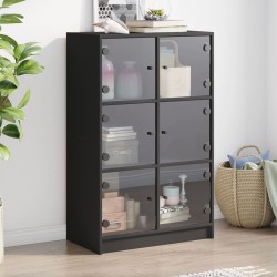 vidaXL Aparador alto con puertas madera ingeniería negro 68x37x109 cm