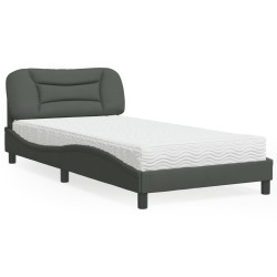 vidaXL Cama con colchón tela gris oscuro 100x200 cm