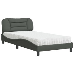 vidaXL Cama con colchón tela gris oscuro 100x200 cm
