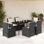 vidaXL Set de comedor de jardín 7 pzas y cojines ratán sintético negro vidaXL Set de comedor de jardín 7 pzas y cojines ratán sintético negro