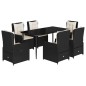 vidaXL Set de comedor de jardín 7 pzas y cojines ratán sintético negro vidaXL Set de comedor de jardín 7 pzas y cojines ratán sintético negro