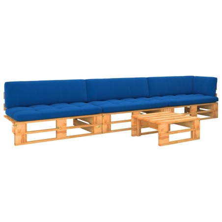 vidaXL Muebles de palets 4 pzas y cojines madera pino impregnada miel