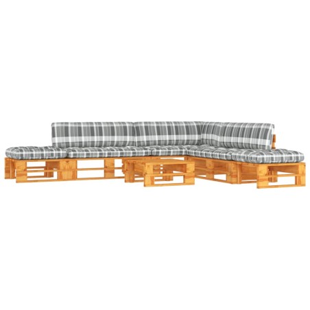 vidaXL Muebles de palets 6 pzas y cojines madera pino impregnada miel