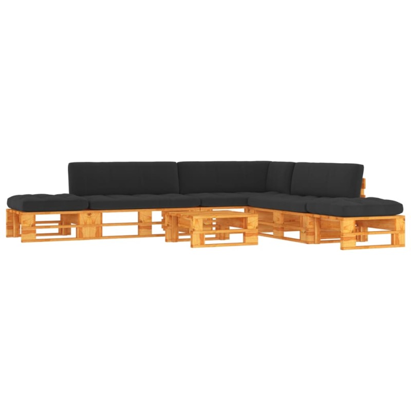 vidaXL Muebles de palets 6 pzas y cojines madera pino impregnada miel vidaXL Muebles de palets 6 pzas y cojines madera pino impregnada miel