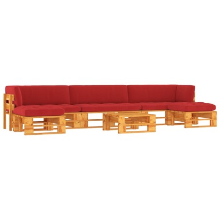 vidaXL Muebles de palets 6 pzas y cojines madera pino impregnada miel