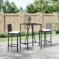 vidaXL Mesa y taburetes altos jardín 3 piezas y cojines ratán PE negro vidaXL Mesa y taburetes altos jardín 3 piezas y cojines ratán PE negro