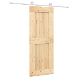 vidaXL Puerta corredera con herrajes madera maciza de pino 80x210 cm