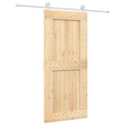 vidaXL Puerta corredera con herrajes madera maciza de pino 90x210 cm