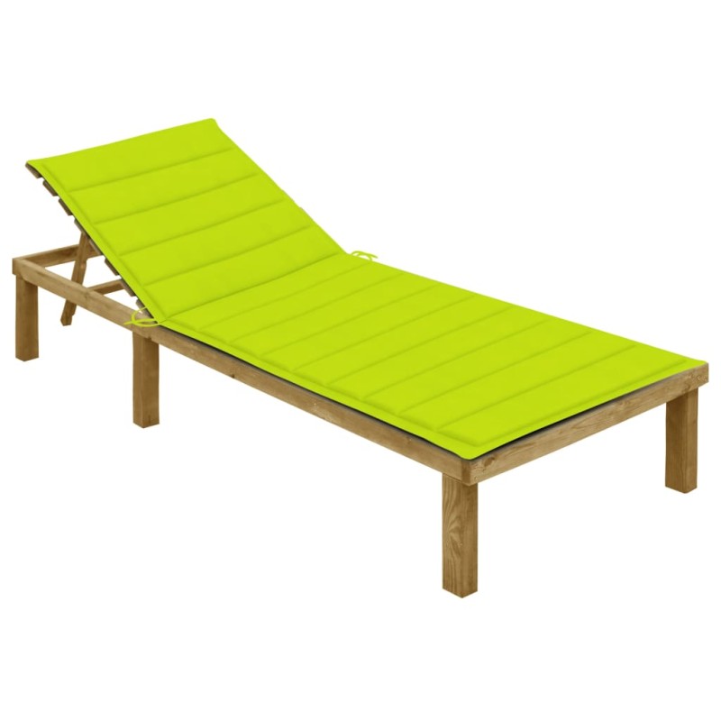 vidaXL Tumbona con cojín verde brillante madera de pino impregnada vidaXL Tumbona con cojín verde brillante madera de pino impregnada